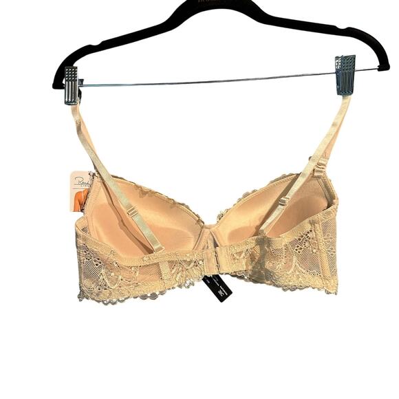 NWT Rene Rofe Size 36C Lingerie Lace Bra Nude Beige PushUp Adjustable Straps - Picture 2 of 6